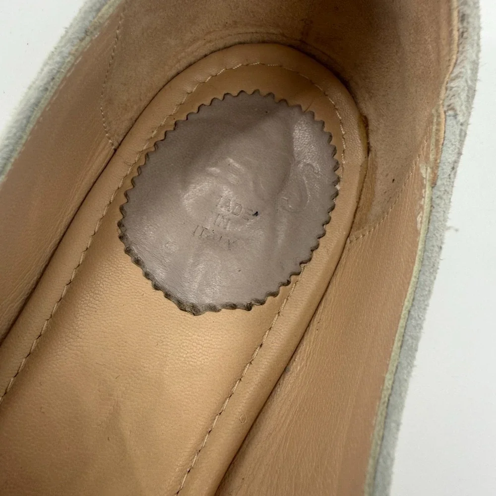 Womens Ballet Flats US Size 8 Gray Suede Rhinestone Pointed Toe Comfort Slip On